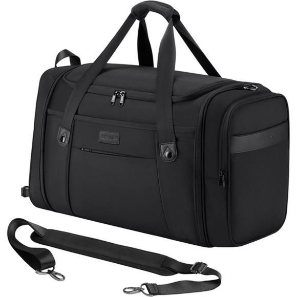 Tourenne 45L Travel Duffel Bag Foldable Weekender Luggage water repellent- Black - Picture 1 of 6
